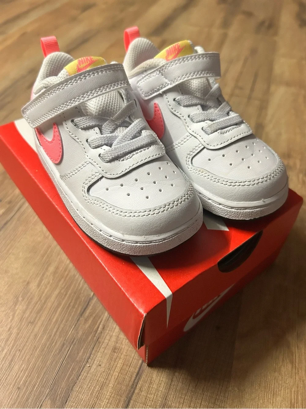 Nike Court Borough Low 2 (TDV) Toddlers 7c In White/Sunset Pulse